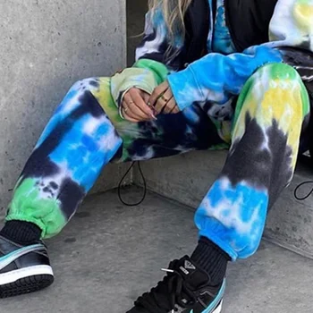 

Tie Dye Butterfly Print Sweatpants Women Plus Size High Waist Sweat Pants Streetwear Loose Wide Leg Joggers Ladies
