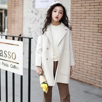 

Longqibao Children's Clothing Children's Coat Winter Boys and Girls Fashion Loose Version Large Pocket Double-faced Cashmere