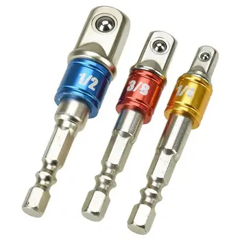 

Screwdriver Socket Adapter Wrench Nut Set 3-piece 1/4 3/8 1/2 Extension Rod