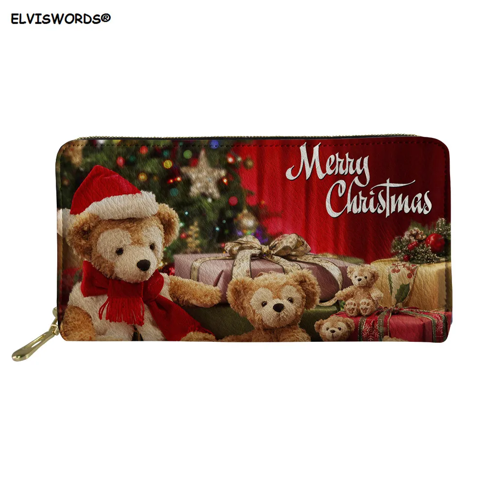 ELVISWORDS Merry Christmas женские вечерние кошельки женские дизайнерские брендовые длинные кожаные сумки на молнии модные большие сумочки для телефона - Цвет: HMH10104Z21