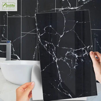

Funlife[R] NOUVELLE MAISON SERIES[TM] 30x60cm Silver White Marble Waterproof PVC Tile Sticker For Floor Kitchen Bathroom Decor