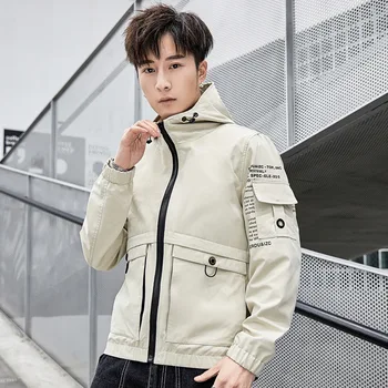 

2019 Spring and Autumn New Bomber Jacket Hooded Youth Letter Jacket Men Casual Personality Men Jacket