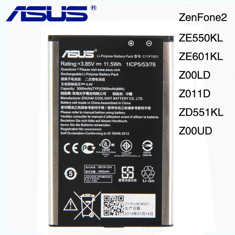 

Original ASUS C11P1501 Battery For ASUS ZenFone2 Laser 5.5"/6" zenfone selfie ZE550KL ZE601KL Z00LD Z011D ZD551KL Z00UD 2900mAh