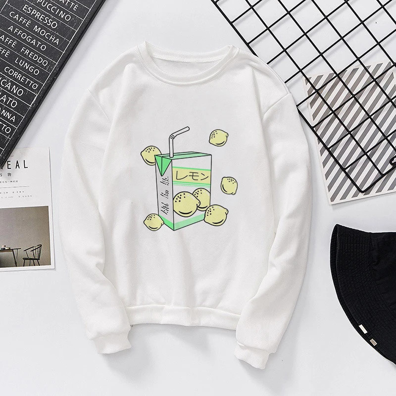 Осенняя мода стиль напиток печати мультфильм стиль Harajuku Повседневная мода личности уличные спортивные ветер Женская толстовка, худи