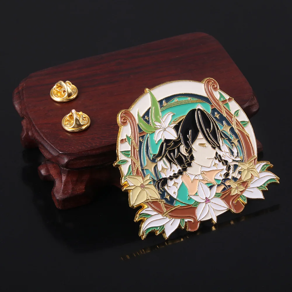 Anime Genshin Impact Wendi Tartaglia Pins Brooch Ganyu Keqing Xiao Lumine Figure Enamel Badge Brooches Lapel Pin Jewelry Gift