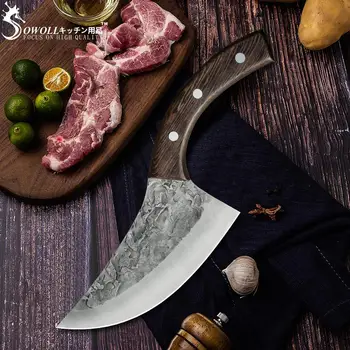 

Sowoll Cleaver Knife Forging Steel Serbian Kitchen Knives Wenge Wood Handle Fish Vegetable Meat Cutting Slicing Chopping Tool