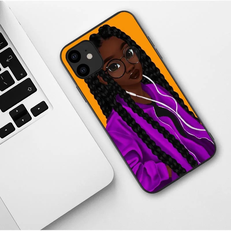 TPU Черный Африканский художественный чехол для iPhone X XR XS Max 8 7 Plus 6 6s Plus melanin poppin силиконовый чехол для iPhone 11 Pro Max - Цвет: TPU
