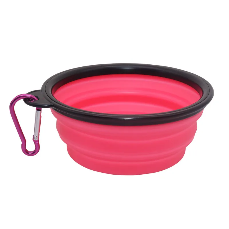 Мягкая миска для собак 1 шт Складная силиконовая миска для путешествий для собак Портативная Складная миска для собаки для питомца кошки подача воды пищи - Цвет: Pink