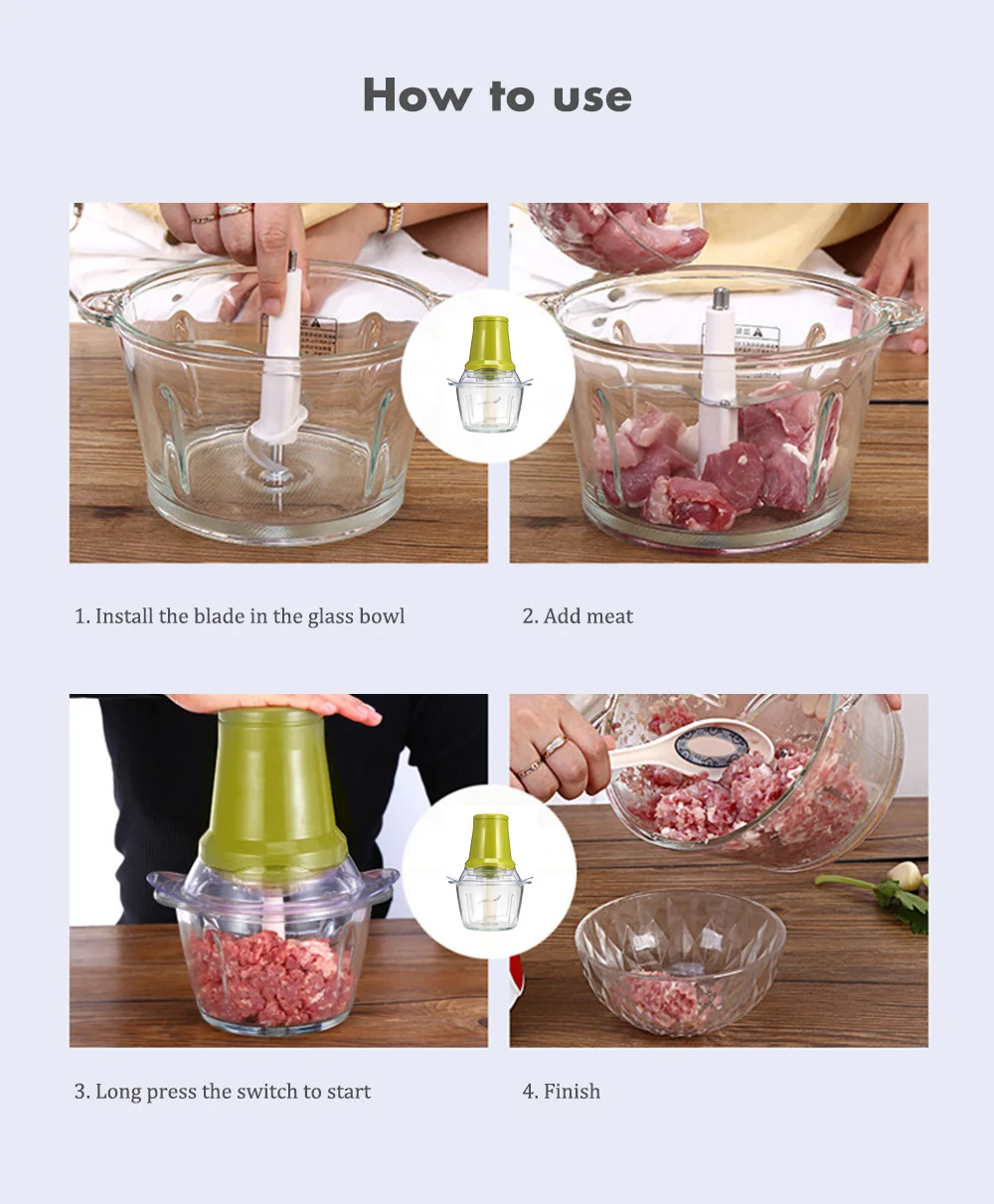 1.5L бытовая электрическая овощерезка Мясорубка кухонный комбайн измельчитель для мяса кухонный инструмент
