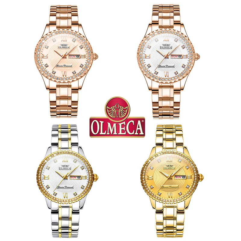 OLMECA женские наручные часы модные Авто Дата Роскошные Кварцевые часы Relogio Feminino часы 30 м водонепроницаемые часы Дамский стиль