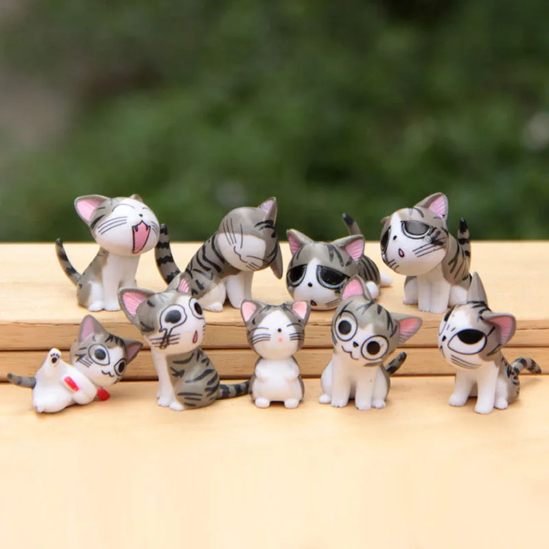 Tanie 9 sztuk/partia kreatywny ser kot lalka pcv Mini japonia małe miejsce świąteczny