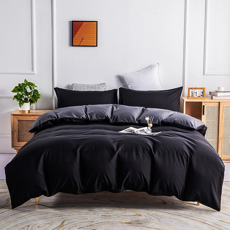 nerveus worden tolerantie Plenaire sessie Black Duvet Cover Set Queen King Size Bedding For Bedroom Hotel Dark Color  Plain Dyed Quilt Covet Sets Dekbedovertrek 240x220 - Bedding Set -  AliExpress