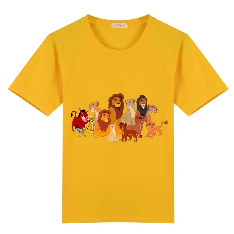 Хлопок, цветная футболка с рисунком льва Simba для мальчиков и девочек, летняя футболка для детей 2, 4, 6, 8, 10, 12, 14 лет