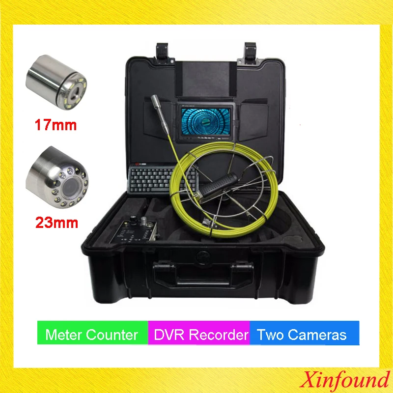 

17mm meter counter DVR recorder pipe Sewer drain pipe inspection camera with DVR 7 Inch monitor with keyboad with DVR recorder