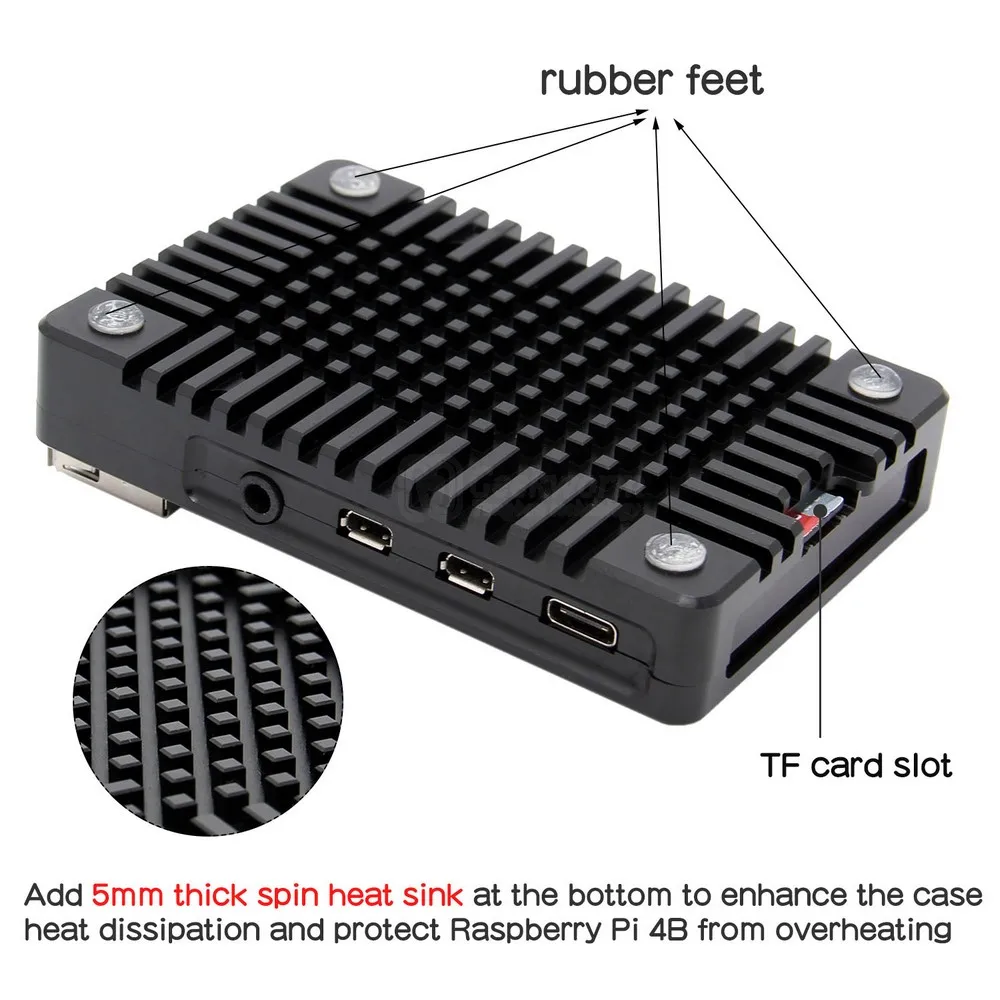 Raspberry Pi 4 пассивный охлаждающий чехол, ультратонкий металлический чехол с ЧПУ из алюминиевого сплава для Raspberry Pi 4 Модель B только(N300