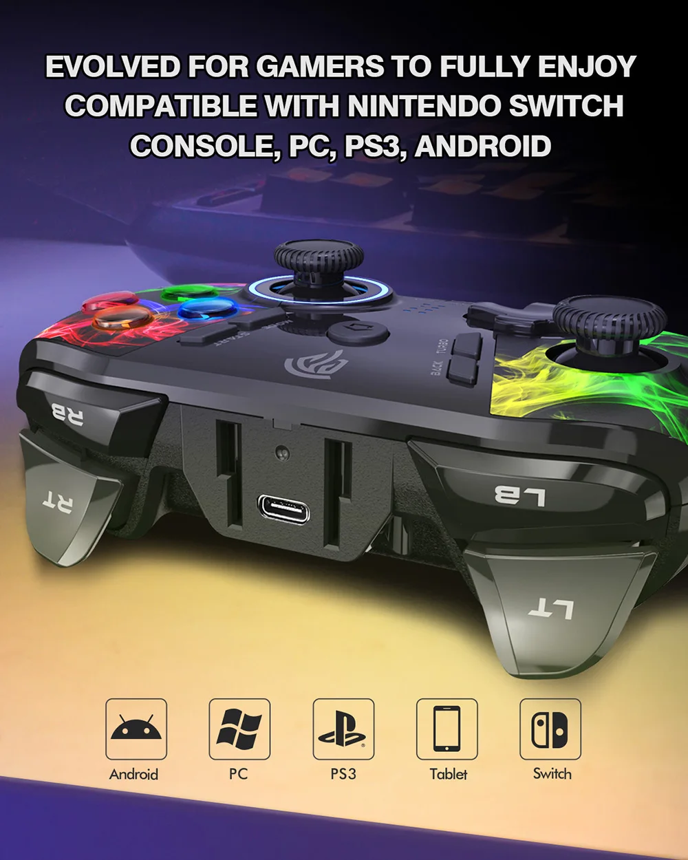 EasySMX ESM-9110 Programmable Game Control Gamepad Multi-Platform Compatible with PC/NS/Android TV/Cellphone/PS3 Joystick