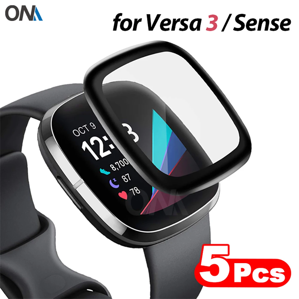 Защитная пленка для фитнес-браслета Versa 3 и Sense 3D с загнутыми краями мягкая (не