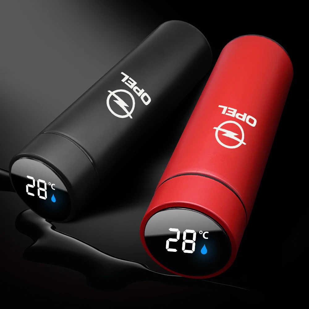 Car smart vacuum flask for OPEL LED digital temperature display stainless steel coffee mug Automotive electrical appliances