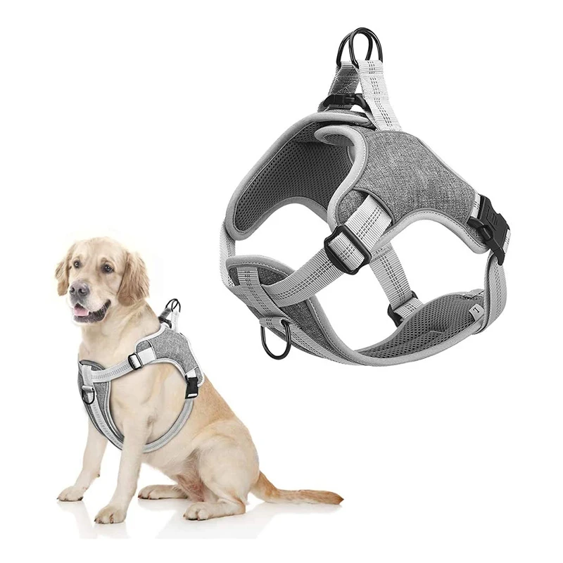 

Adjustable Reflective Chest Back Glow In The Dark Comfortable and Breathable Dog Chest Strap Camouflage Grey color Dog Harness