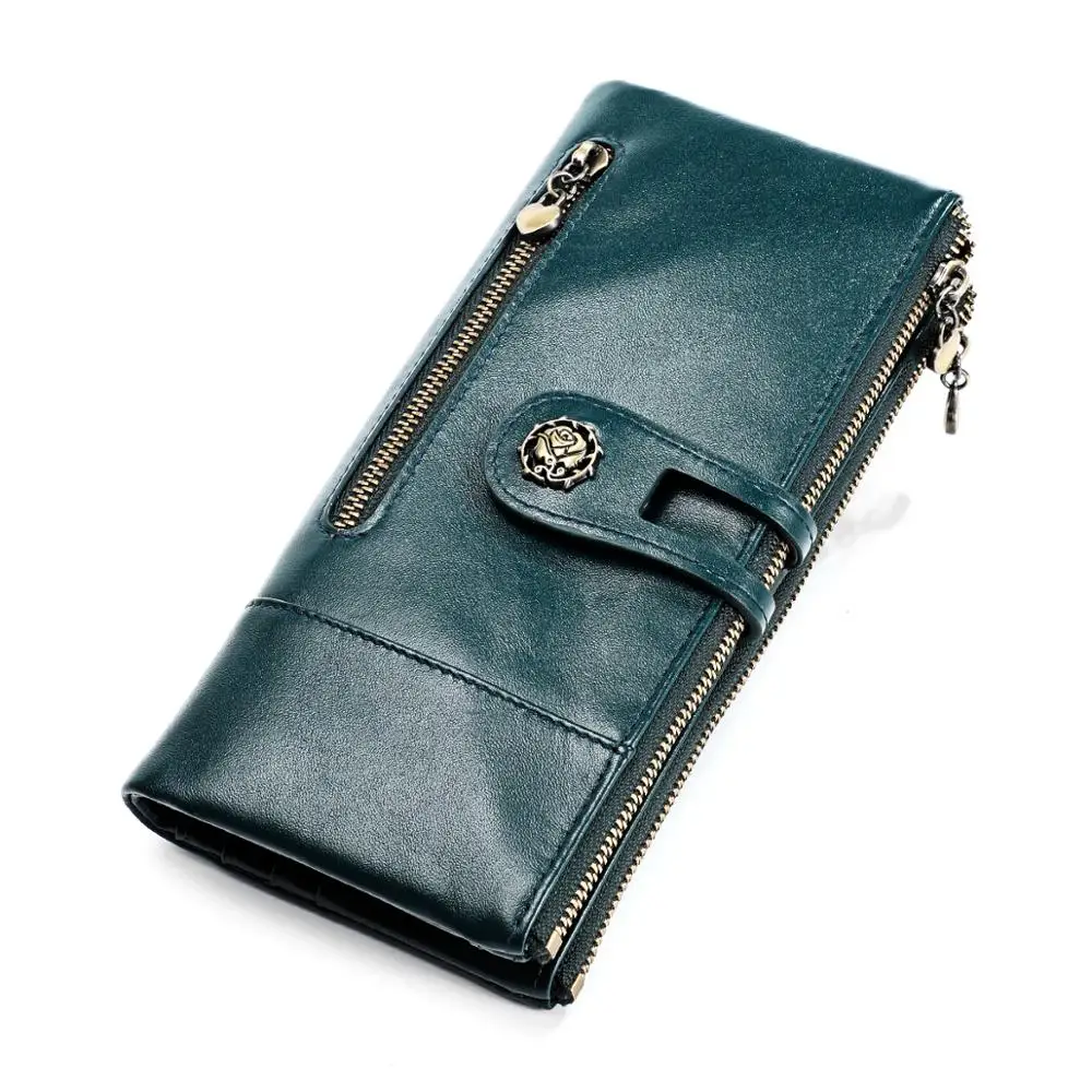 

Sundo 2020 Genuine Leather Ladies Wallets Fashion Long Wallet Female Classic Card Holder Wallet Cowhide Zipper Brand Coin Purse
