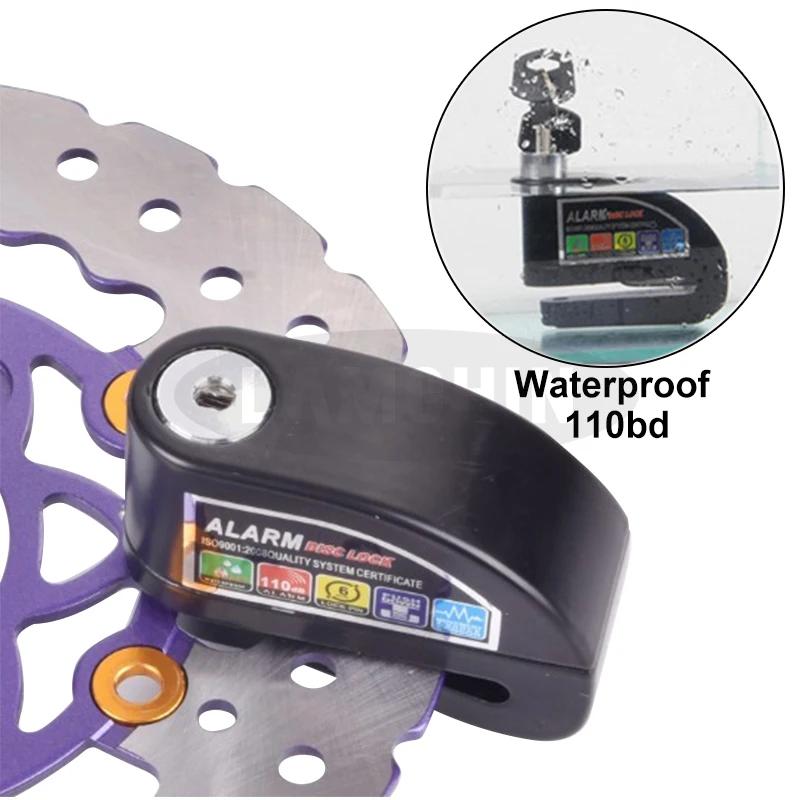 Водонепроницаемая сигнализация для мотоцикла безопасность Противоугонный блокировочный диск тормозной замок с сумкой напоминание веревка электромобиль велосипедный замок