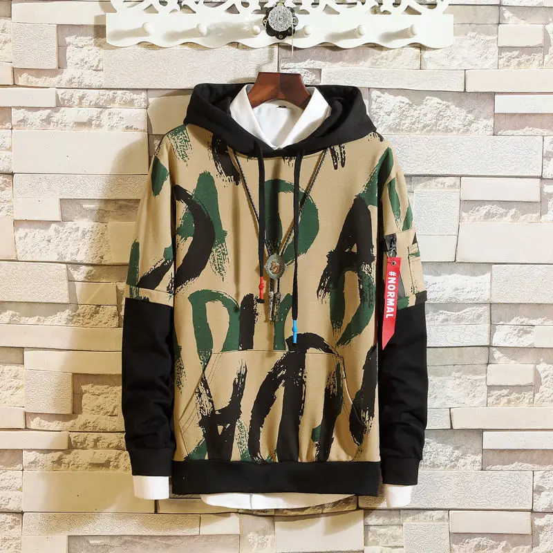 VERSMA корейский Harajuku Ulzzang камуфляж ленты мужские толстовки хип хоп Уличная свободная пара Толстовка дропшиппинг - Цвет: Letter