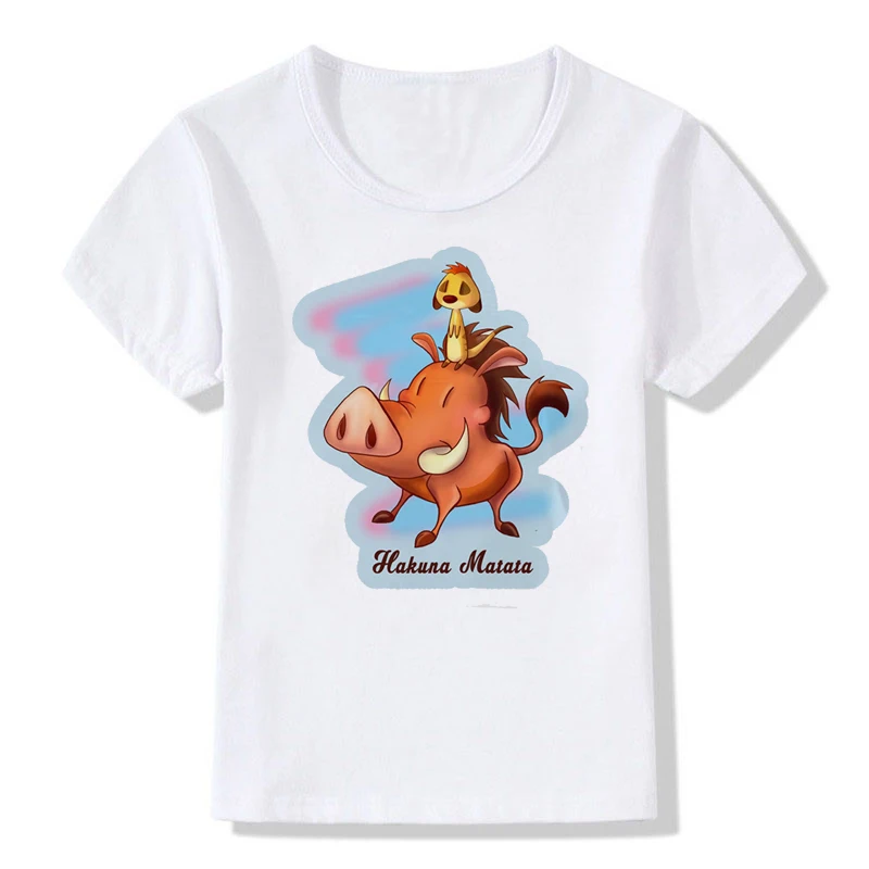 Модная Веселая Футболка с принтом «Король Лев хакуна матата», топы, детские футболки с круглым вырезом, Повседневная футболка для детей