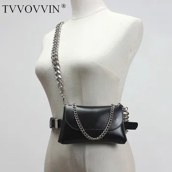 

loose Pu Leather Chain Mini-bag Split Joint Long Wide Belt Personality Women Fashion Tide All-match Spring 2020 9G3Q