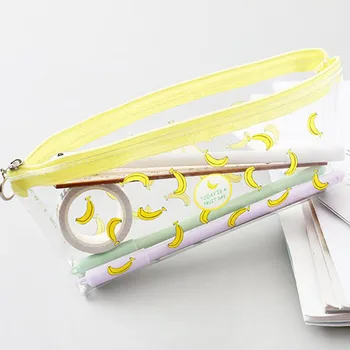 

Creative Cute Small Transparent Travel Cosmetic Bag Case Cute Fruits Prints Women MakrupBrush Storage Bags Students Pencil Pouch