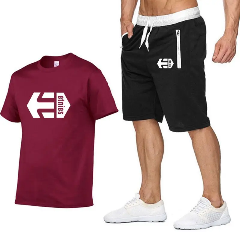 Последняя модель Etnies Мужская Повседневная футболка тренажерные залы фитнес брюки мужские летние Специальное предложение мужские комплекты футболка s+ комплект из двух предметов - Цвет: 4