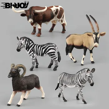 

Grassland Wild Animal Bison Antelope Argali Zebra Model Home Decoration Set PVC Action Figure Education Kid Children Toys Gifts