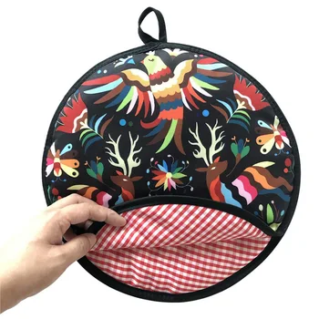 

12inch Taco Burrito Restaurant Home Heat Resistant Kitchen Tortilla Warmer Pouch For Microwave Printed Flour Portable Cloth Bag