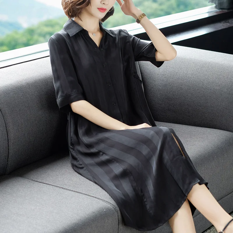

Loose-Fit Casual Dress 2019 New Style Summer WOMEN'S Dress Kuotaitai by Age Large Size Belly Covering Single Breasted Dress
