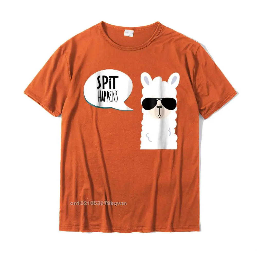 Birthday Short Sleeve Tops Shirt Summer Autumn Round Collar 100% Cotton Men Top T-shirts Summer Birthday Tops Shirts Brand Funny quot Spit Happens quot Llama Tshirt__4462 orange