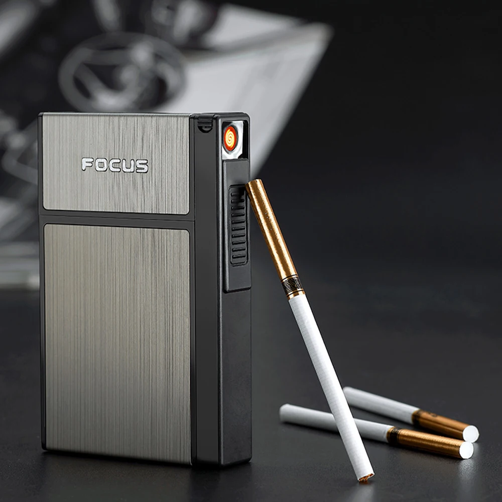 2in1 Cigarette Case With Lighter 20pcs Box Waterproof Smoking Accessories USB Rechargeable Electric for Women | Дом и сад