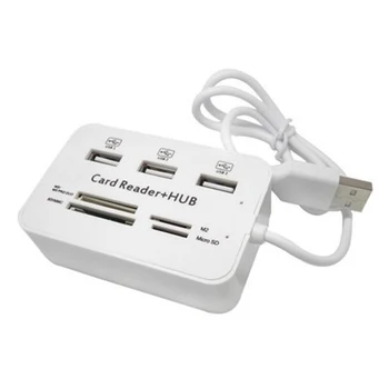 

3 Port USB Multi-In-1 Hub MS SD M2 TF Memory Card Reader Aluminum Adapter New Arrival