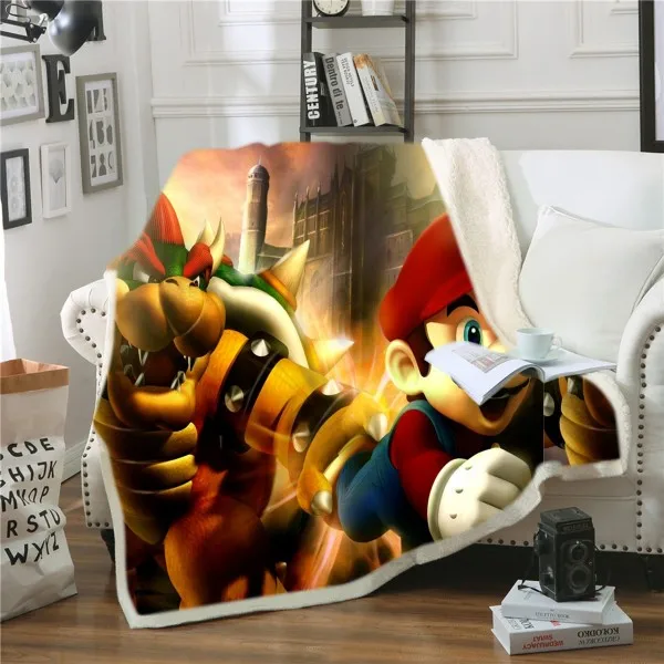 color-1 Детское одеяло Марио и Луиджи Bowser's Inside Story, мягкое плюшевое шерстяное одеяло, зимняя простыня, одеяло до колена, офисное одеяло для короткого сна - Цвет: color-1