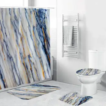 

Bathroom Set Waterproof Shower Curtain Non-slip Mats Bath Carpets Toilet Seat Cover Lid Floor Mat Bathroom Decor 180cmx180cm