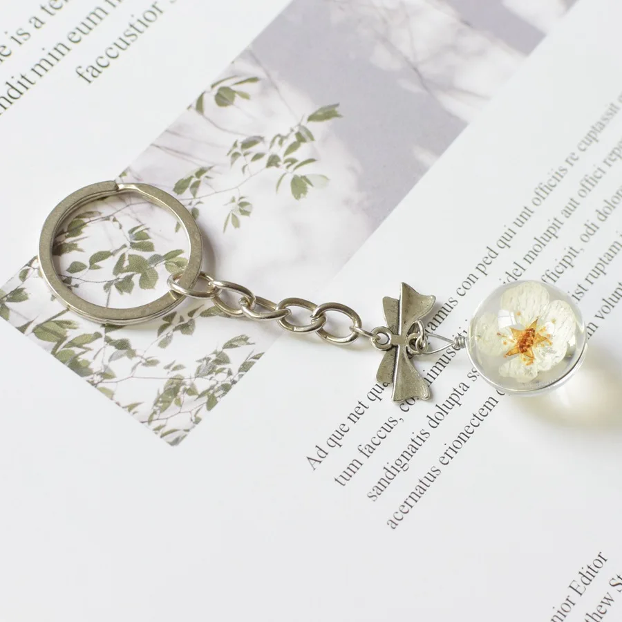 Details about   Luyun Small fresh dried flower keychain Wholesale ring chain key glass crystal 