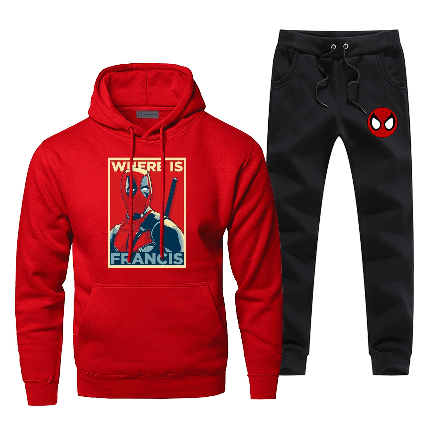 Новое поступление, мужской спортивный костюм Deadpool Where Is Francis, смешной принт, термо нижнее белье, зимний бодиутеплитель, спортивная одежда