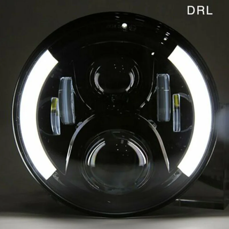 " светодиодный фары 60 Вт Hi/Lo луч H4 Halo Angel Eye DRL Янтарный сигнал поворота для Jeep Wrangler JK TJ Land Rover Lada 4x4 urban Niva