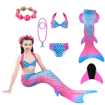 

Fashion Cosplay Mermaid Dress Mermaid Set with Tail Necklace Garland Girl Cosplay Costumes Fin Costume Halloween Party Gift
