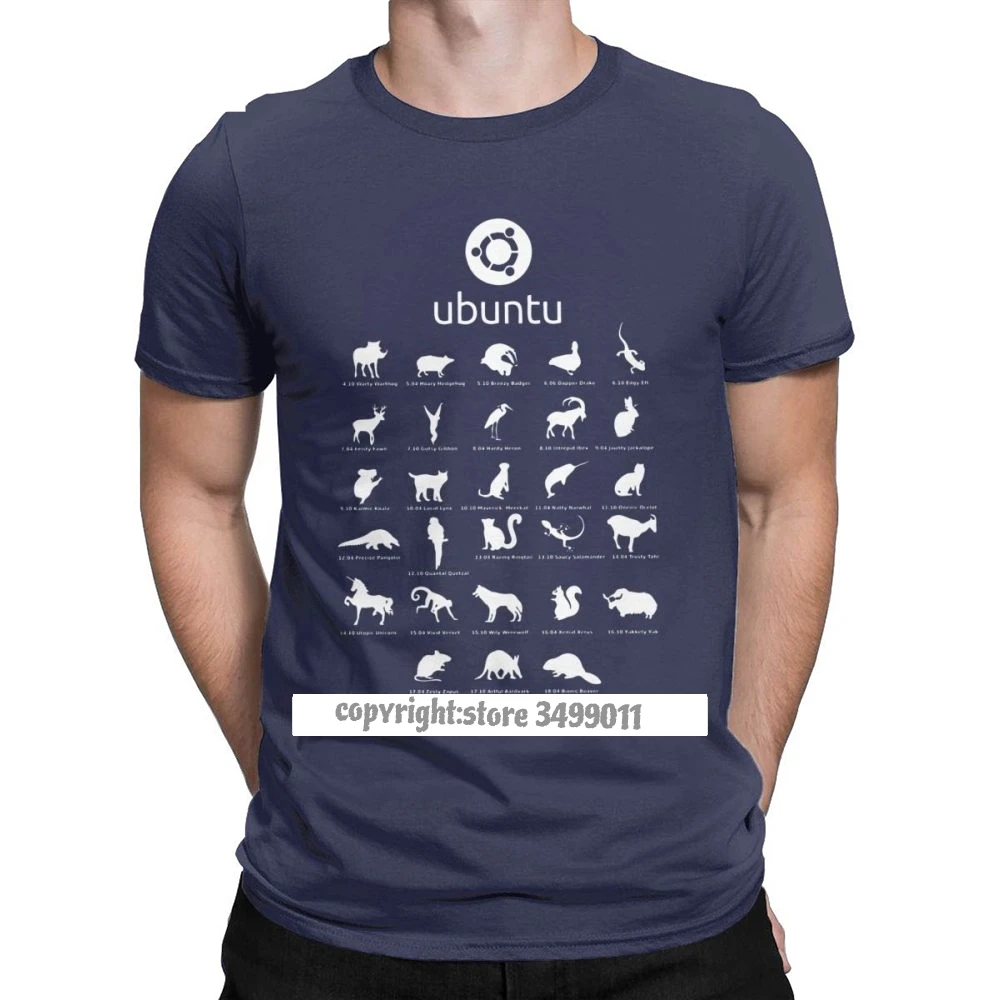 Funny Ubuntu Linux Releases Tshirts Men Crew Neck Cotton Tops T Shirt Distro Debian Fitness Tees Printed Clothes | Мужская одежда
