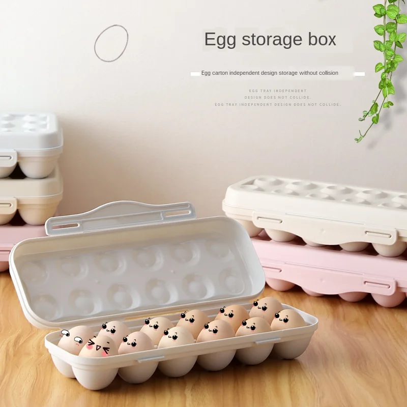 

12/18 Grid Egg Freshness Storage Box with Lid Snap Type Can Be Superimposed Anti-collision Egg Box Kitchen Refrigerator Storage