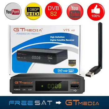 

GTmedia V7S HD Digital Satellite Receiver Europe 5 Cable Lines DVB-S2 H.265 V7S HD Full 1080P+USB WiFi Powered by Freesat