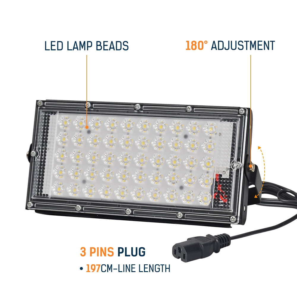 Открытый водонепроницаемый прожектор светильник DC12-85V 50 Вт Светодиодный прожектор Xtra яркий кемпинговый светильник Ночной рынок светильник s-контактный штекер спортивный светильник