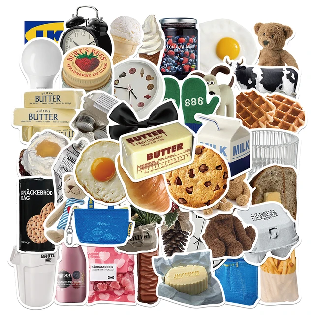 10/30/50pcs Ins Style Cute Stickers Cartoon Milk Food Decals DIY Fridge Phone Suitcase Laptop Notebook Car Wall Sticker Kids Toy 4