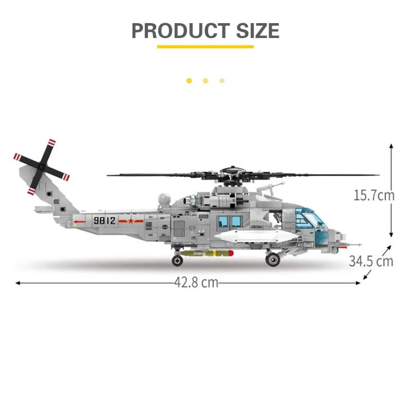 SEMBO Building Blocks Bricks Military Army Helicopter Z-9 Copter Toy 3 Figures