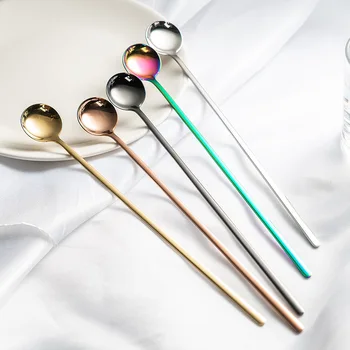 

Stainless Steel Stirring Spoon Colorful Mixing Spoon Long Handle Coffee Spoon Teaspoon For Coffee Ice Cream Cocktail^7