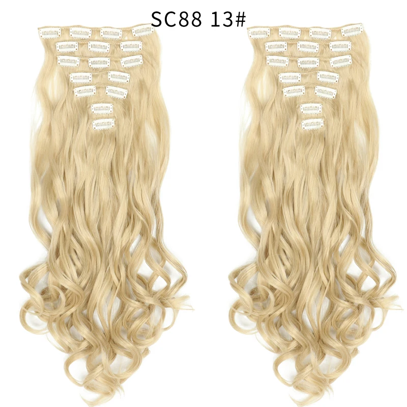 MERISI HAIR 22 Synthetic Deep Wave Hair Heat Resistant Light Brown Gray Blond Women Hair Extension Set Clip In Ombre Hair - Color: SC88 13